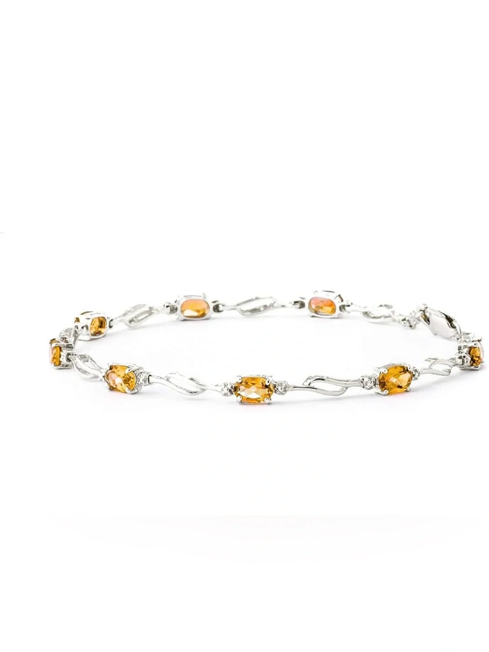 Galaxy Gold 14 K Solid Gold Natural Diamond & Citrine Tennis Bracelet